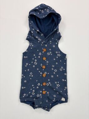 Lulu + Roo One-Piece Hooded Sleeveless Shortie Romper with Star Print